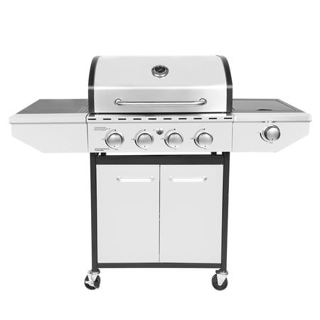 4-Burner Propane Gas Grill with Side Burner  Stainless Steel  Cabinet for BBQ (o