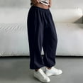 thumbnail image 3 of Straight Wide Leg Pants for Women Solid Color Womens Fall Fahsion Trousers High Waisted Flat Front Casual Pants with Side Pockets Yoga Workout Daily Outfit Plus Size, 3 of 7