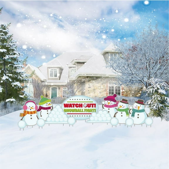 VictoryStore Watch Out Snowball Fight Winter Decoration Set, Outdoor Holiday Decoration (19703)