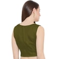 thumbnail image 3 of eloria Women Round Neck Sari Top Blouse Casual Short Sleeve With Triangle Lace, Art Silk Color : Olive Green, SIZE : 36, 3 of 5