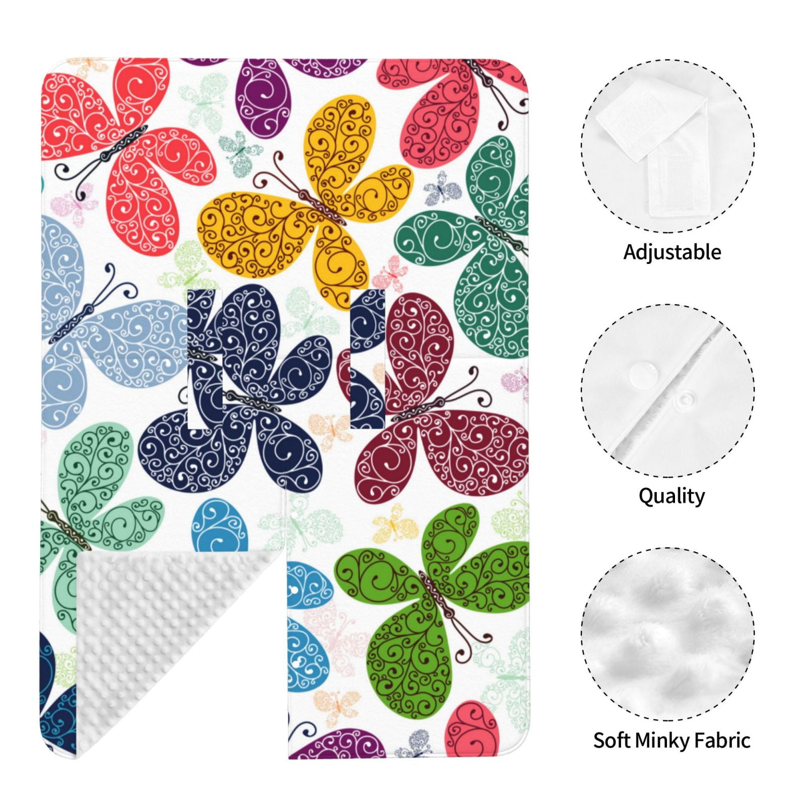 Naloa Colorful Butterflies Baby Car Seat Cover, Breathable Baby Carrier Cover, Multiuse Baby Carrier Cover & Nursing Breastfeeding Cover