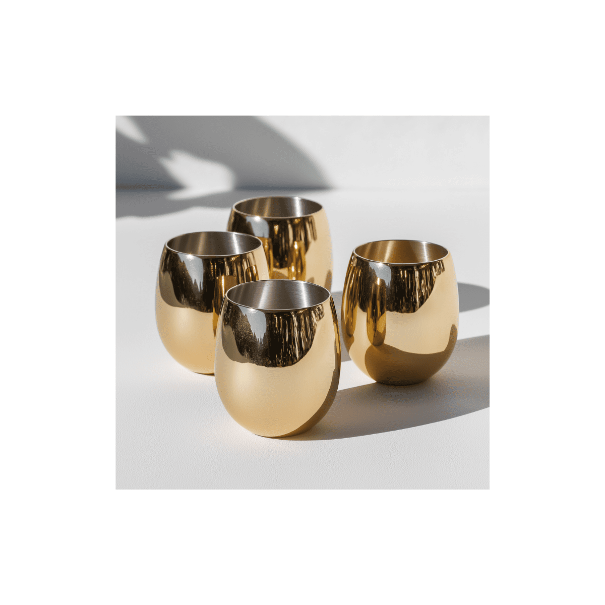 K&K Home Gold Stainless Steel Unbreakable Gold Stemless Wine Glasses - 15 oz - Set of 4 Colored, Stemless Metal Wine Glasses Perfect for Outdoors, Weddings, and Parties