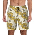 thumbnail image 2 of Picia Cartoon Honey Pot Bee Sunflower pattern Mens Swim Trunks with Compression Liner Stretch Beach Shorts Quick Dry with Zipper Pockets No-Chafing Board Shorts-XX-Large, 2 of 9