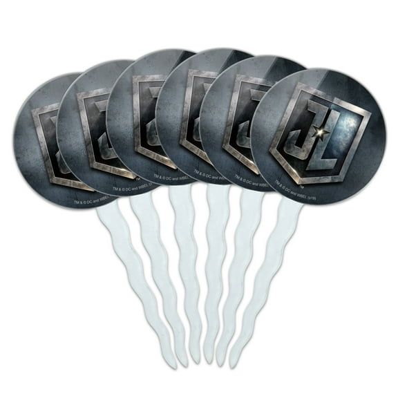 Justice League Movie Logo Cupcake Picks Toppers Decoration Set of 6