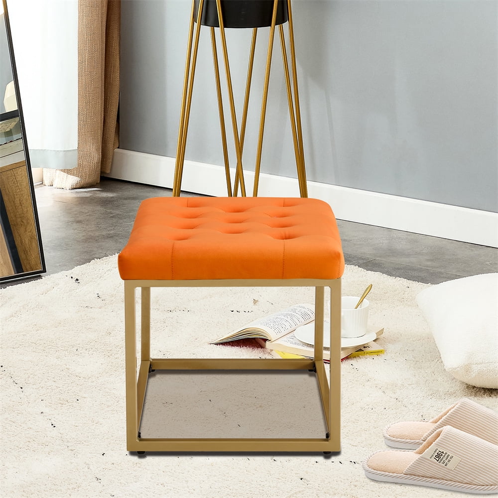 Cpintltr Ottoman Foot Stool Tufted Vanity Stool Ottomans Thickened Cushion  Footstool Mulifunctional Shoe Changing Seat Step Stools with Metal X Leg