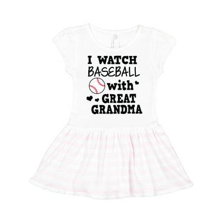 

Inktastic I Watch Baseball with My Great Grandma Gift Toddler Girl Dress