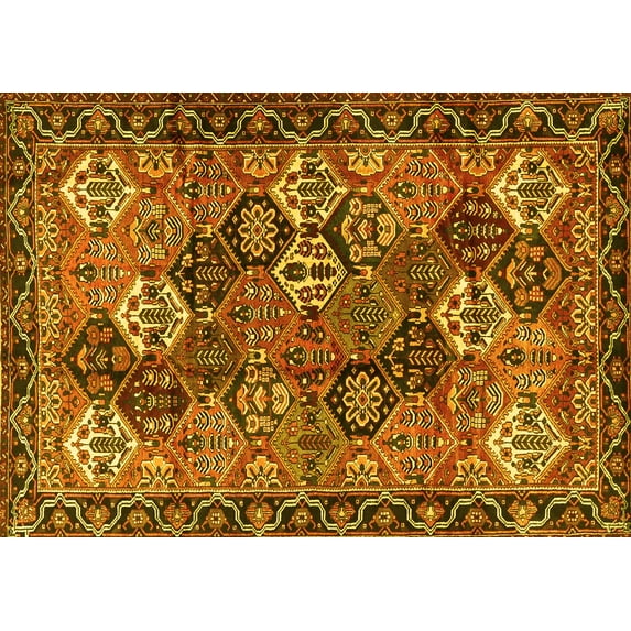 Ahgly Company Indoor Rectangle Persian Yellow Traditional Area Rugs, 7' x 9'