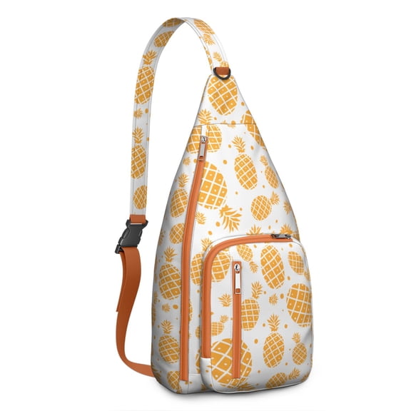 Tropical Pineapple Sling Backpack – Aesthetic Hawaiian Fruit Print Crossbody Daypack for Women, Teens & Summer Lovers – Cute Pineapple & Flower Design Bag for Travel, Beach, Hiking & Vacation Vibes