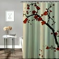 thumbnail image 2 of Creowell Red Floral Cherry Blossom Shower Curtain for Bathroom Bird Spring Blossoming Plum Asian Japanese Flower Bathtub Decor Plant Hummingbird Aesthetic Waterproof Polyester Fabric White, 2 of 7