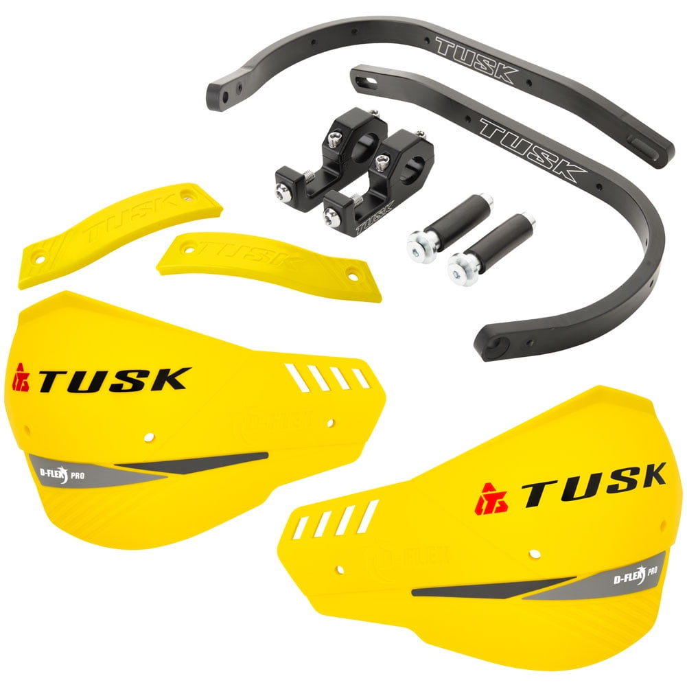 Tusk D-Flex Pro Handguards Black Bar/Yellow Plastics 7/8 Bars For KTM 350 MX 1989-1990