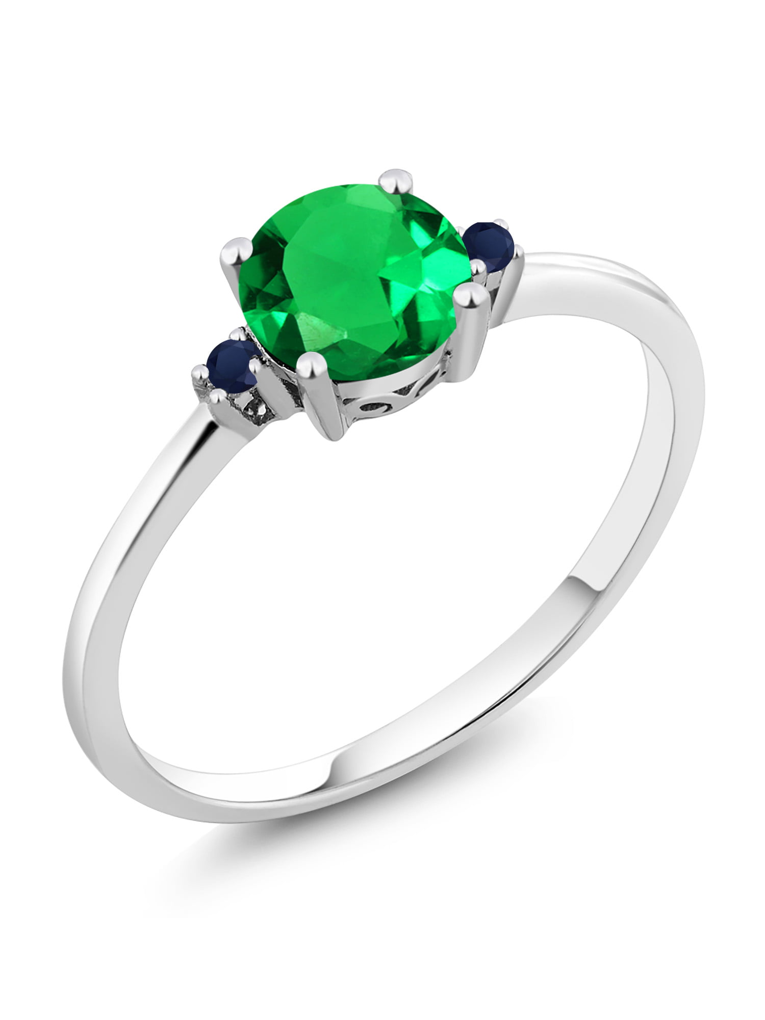 Size  6 Green Emerald Gem Engagement Ring 10KT White Gold Filled Wedding Band 