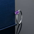 thumbnail image 4 of Gem Stone King 10K White Gold Purple Amethyst Solitaire Engagement Ring for Women (1.00 Cttw, Round 6MM, Gemstone February Birthstone, Size 9.5), 4 of 5