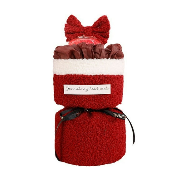zanvin Christmas Decorations Christmas Eve Bow Flower Bouquet Plush Christmas Flower Bouquet with Gift a Handbag Can Put Fruit Candy Flower or Other Christmas Gifts, Gifts for Friend