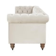 thumbnail image 6 of Londynn Sofa Beige Velvet 93L x 33.5W x 30.3H Button Tufted Rolled Arm, 6 of 8