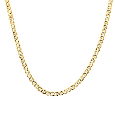 14K Yellow Gold White Gold Two Tone Mariner Link Chain Necklaces Width 3mm