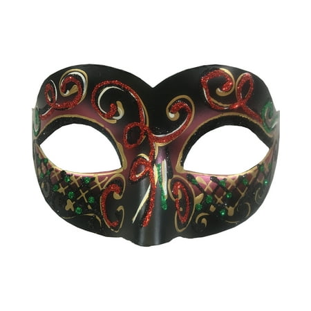 Adult's Carnival Red Glitter Venetian Festival Eye Mask Costume Accessory