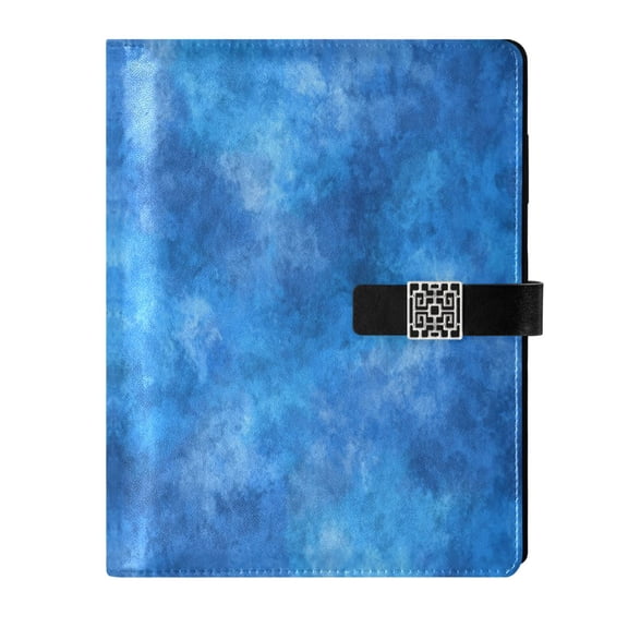 Leather Planner Leather Notebook Notebook Journal Binder Design Pen Pocket Design Convenient for Storage Blue Watercolor