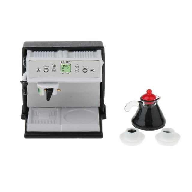 Cafetera miniatura 1/12 Perfecl con Tazas para casa de muñecas