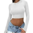 thumbnail image 4 of Luxalzxs Lightweight Basic Crop Tops Slim Fit Long Sleeve Workout Tops for Women Athletic Yoga Running Cropped Tops Slim Fit Gym Shirts, 4 of 5