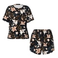 thumbnail image 4 of Naloa Lilies Flowers Women's Short-Sleeved Pajama Set, Loungewear, Summer pajamas, Breathable Cozy - Large, 4 of 9
