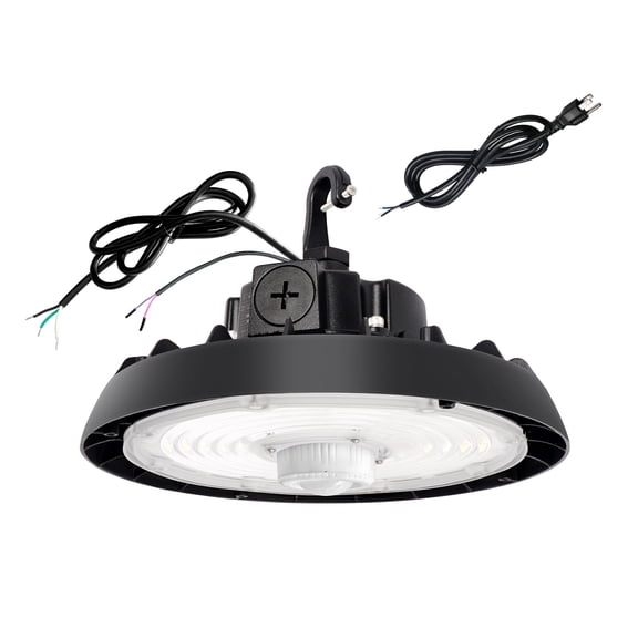 UFO LED High Bay Light With Motion Sensor, 100/120/150W, Up to 21000LM, 2CCT 4000K/5000K, 0-10V Dimmable High Bay LED Shop Lights for Gym Factory Warehouse, Hook,6' Cable Selectable, UL & DLC