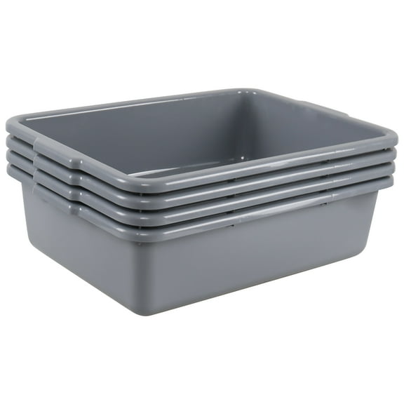 Knifefish 23 L Large Commercial Bus Tub, Restaurant Plastic Bus Box, Gray, 4 Packs