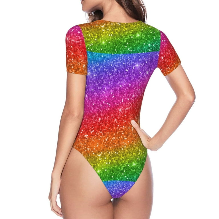 ★Since Then★ Shimmer Black Dye One Piece Set Easygdp Colorful Glitter Women's One-Piece Swimsuit Slim Fit