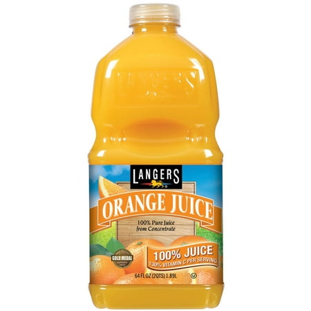 (2 Pack) Langers 100% Juice, Orange w/ Vitamin C, 64 Fl Oz, 1