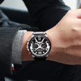 thumbnail image 3 of Mens Luxury Watches Business Chronograph Dress Waterproof Leather Strap Analog Quartz Wrist Watch, 3 of 6