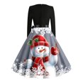 thumbnail image 4 of IWRICH Christmas Vneck Dresses for Women Plus Size Long Sleeve Xmas Party Dress Winter Snowman Dresses with Belt Grey XXL, 4 of 5