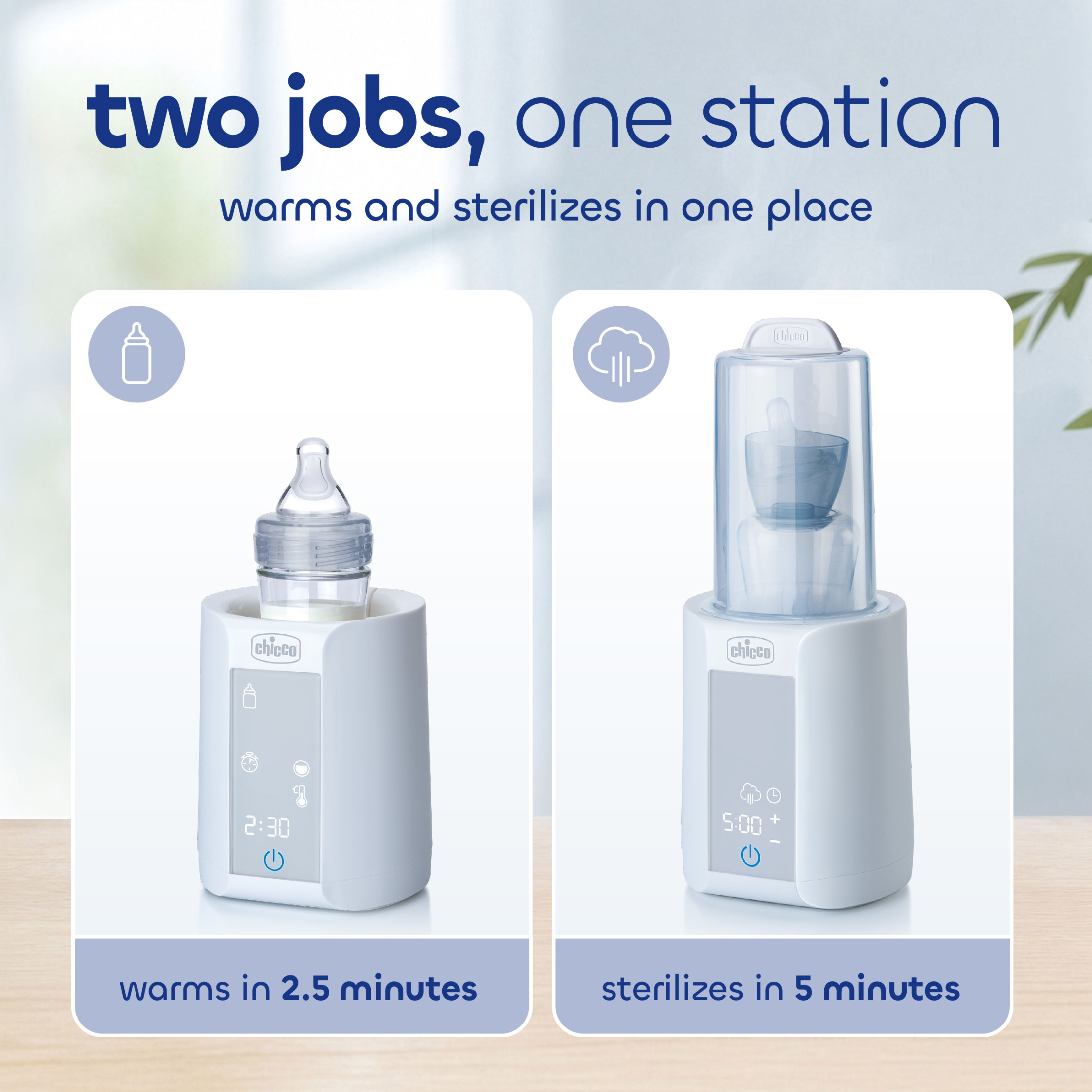 Chicco Digital Bottle Warmer & Sterilizer, White photo 2