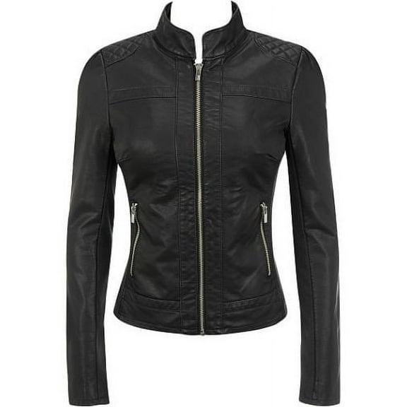 Noora Women's Classic fitted Black motorcycle leather jacket ST0309