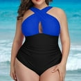 thumbnail image 5 of Aayomet Maillot de Bain Athlétique Women Résistant au Chlore Col Haut une Pièce, Bleu TTG, 5 of 5