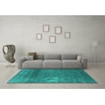 thumbnail image 3 of Ahgly Company Machine Washable Indoor Round Oriental Turquoise Blue Industrial Area Rugs, 8' Round, 3 of 4