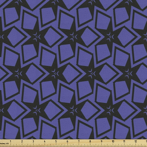 Geometric Upholstery Fabric by the Yard, Repetitive Pattern with Polygonal Shapes and Motifs, Decorative Fabric for DIY and Home Accents, Violet Charcoal Grey by Ambesonne