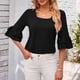 thumbnail image 1 of Fiudx Ofertas de La Semana Camiseta Holgada Informal de Manga Media con Volantes y Cuello de Color Sólido para Mujer, 1 of 7