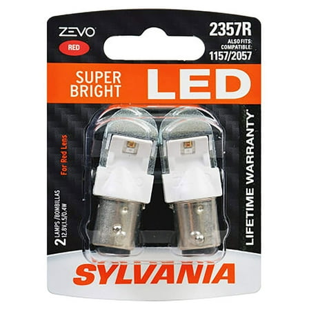 Sylvania Zevo 2357 Red LED Bright Interior Exterior Mini Light Bulb Set, 2 Pack