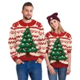 thumbnail image 1 of Sudaderas navideñas para parejas 2024 Suéter con patrón de árbol de Navidad y muñeco de nieve Suéteres de invierno Jerseys cálidos y gruesos, 1 of 1