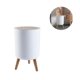 thumbnail image 3 of Cubo De Basura De 7 L De Plástico Blanco Con Tapa Redonda De Grano De Madera, Interruptor De Empuje De Pies Altos, Contenedor De Basura, Cubo De Basura Para Dormitorio, Sala De Estar, Oficina Noticed HA016395-00, 3 of 6
