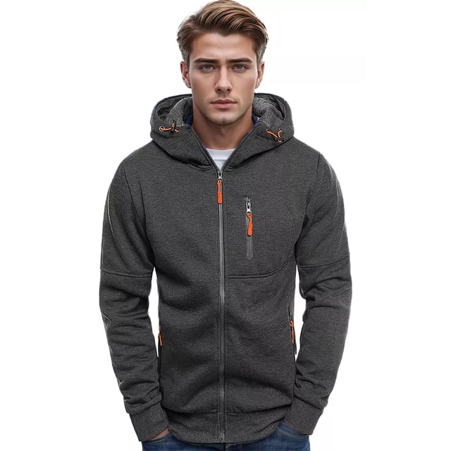 Sudadera Hombre Con Capucha De Casual Con Cierre Hoodie