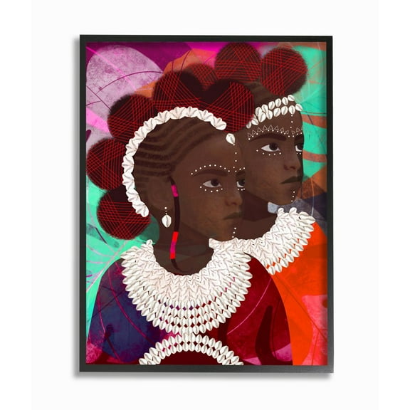 Stupell Industries Young Girls of Power with Circular Shape Patterns Designed by Erin K. Robinson