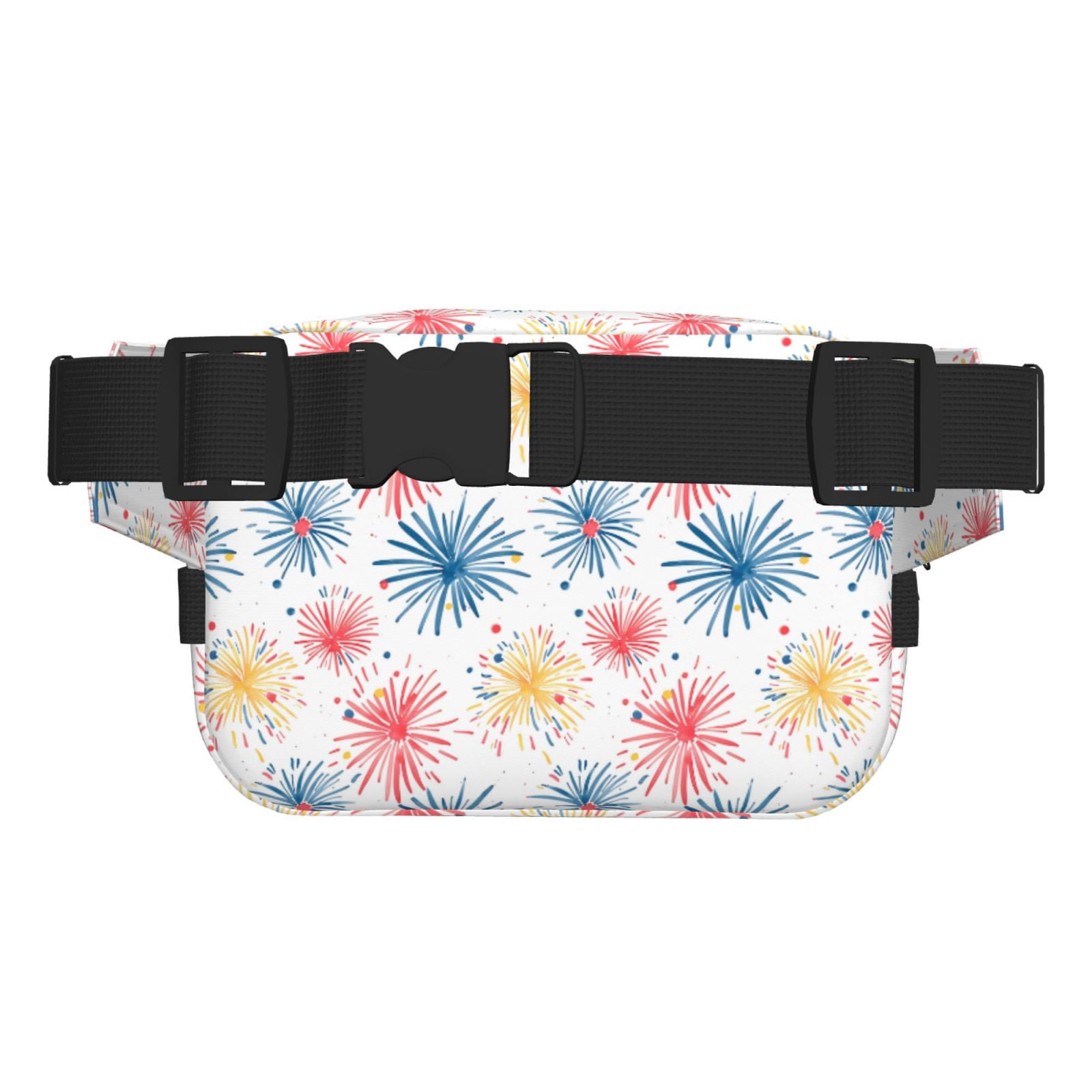 Picia Bright Colorful Fireworks Print Square Double-Layer Waist Bag Mini Adjustable Waist Belt Bag Exercise Running Travel Hiking