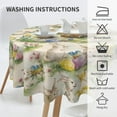 thumbnail image 2 of Easter Bunny Round Tablecloth, 60 Inch Cute Rabbit Easter Eggs Hunt Circular Table Cloth, Spring Tulip Flowers Vintage Table Cover for Dining Kitchen Party Holiday Farmhouse Decor, 2 of 6
