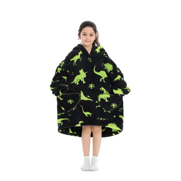 Oversized Hoodie For Adults Kids Microfiber Sherpa Wearable Blanket