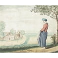 thumbnail image 2 of Gesina ter Borch 14x12 Gold Ornate Wood Frame and Double Matted Museum Art Print Titled - Farmers' Wife in a Landscape (1655), 2 of 4