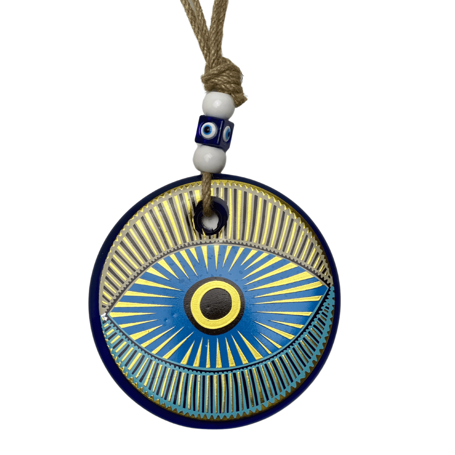 Evil Eye Lovers Turkish Evil Eye Wall Hanging Glass Good Luck Gift Ideas Protection Charm for Home (Large)