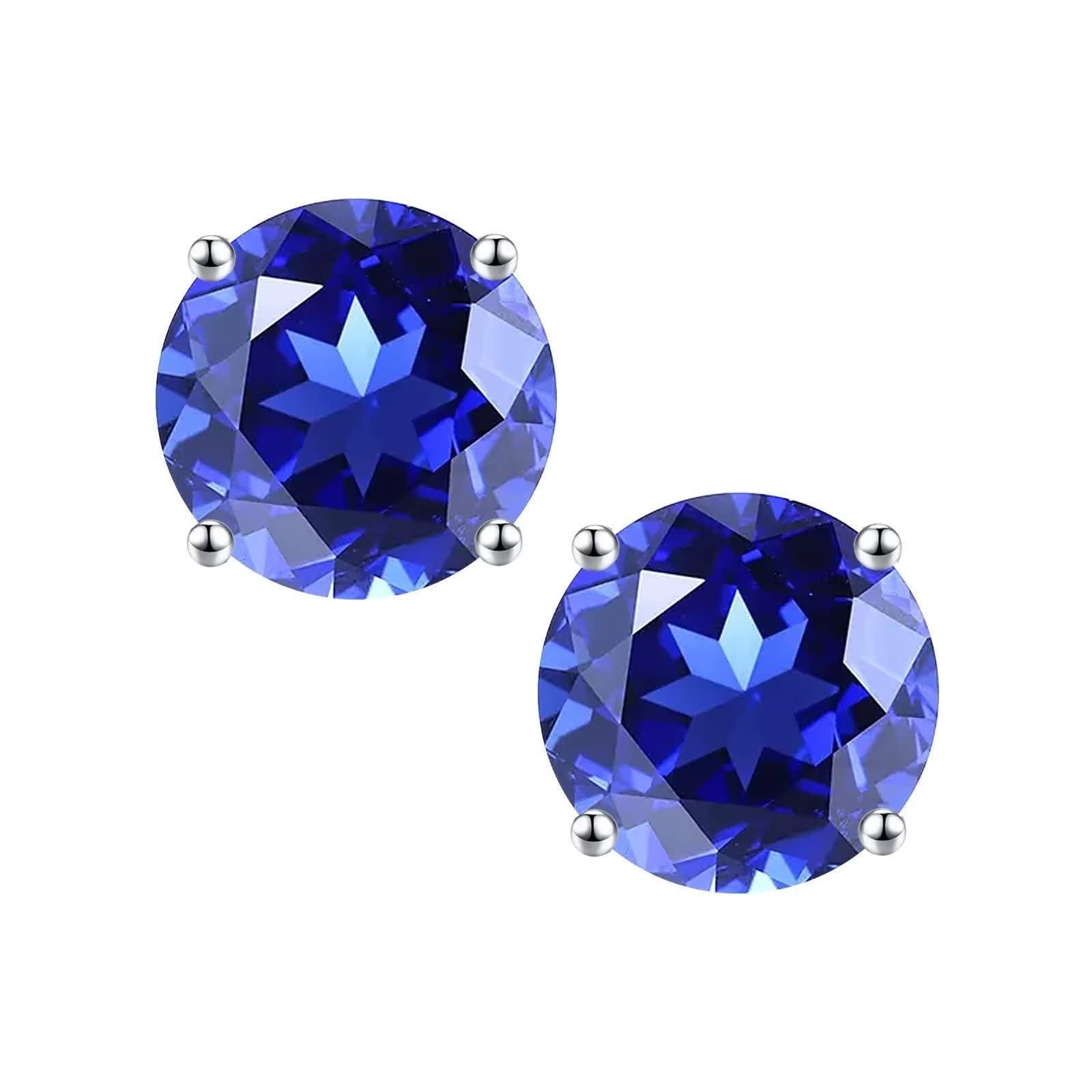 Turandoss S925 Sterling Silver Birthstone Stud Earrings for Women 0.8Ct Lab Grown Sapphire September Birthday Teacher Appreciation Mothers Day Graduation Gifts for Her Mom Kids Teen Girls Wife Ideas