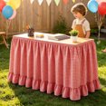 thumbnail image 2 of Gingham Table Skirt, 6ft Desk Skirts for Teacher Desk, Ruffled Hook and Loop Teacher for Teacher Desks, Parties and Display Tables, Red, 2 of 7