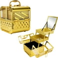 thumbnail image 1 of Armored Acrylic Case Professional Makeup Artist Train Case Organizer Makeup Box Storage in Gold by Ver Beauty-VK00587, 1 of 8