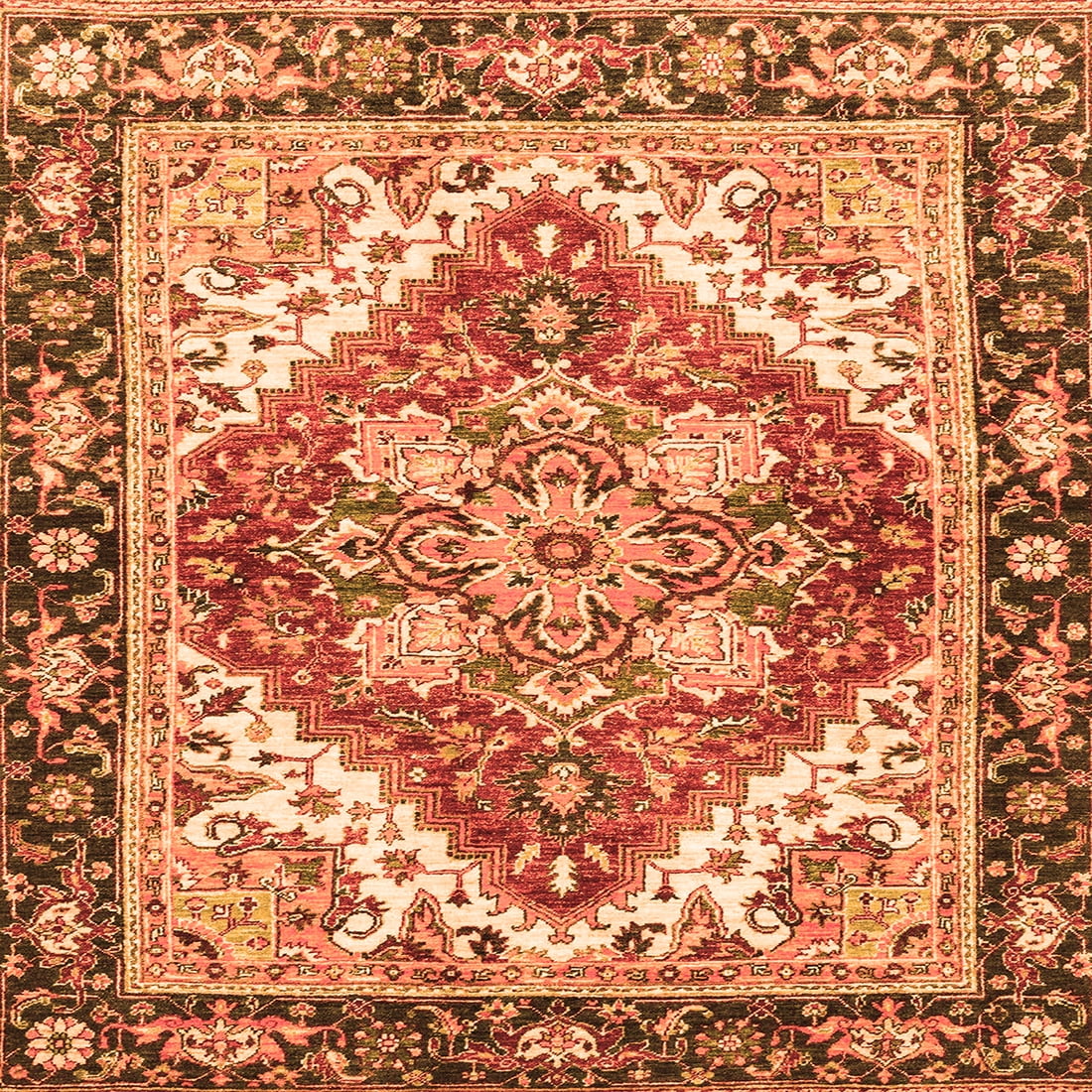 Traditional Area Rug Ahgly Company Indoor Square Persian Orange Traditional Area Rugs, 6 ...